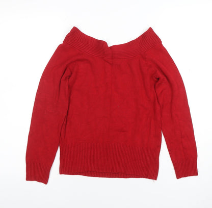 Riversland Womens Red Off the Shoulder Knit Top Size 10