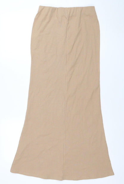 ZARA Women Beige Long Jersey Stretch Pencil Skirt S