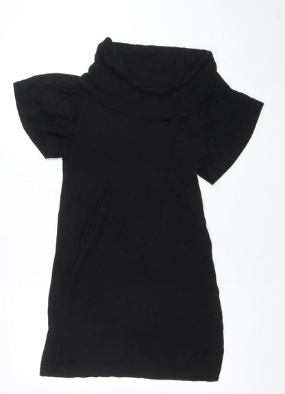 Vero Moda Women Black XS Roll Neck Short Sleeve Sweater Dress