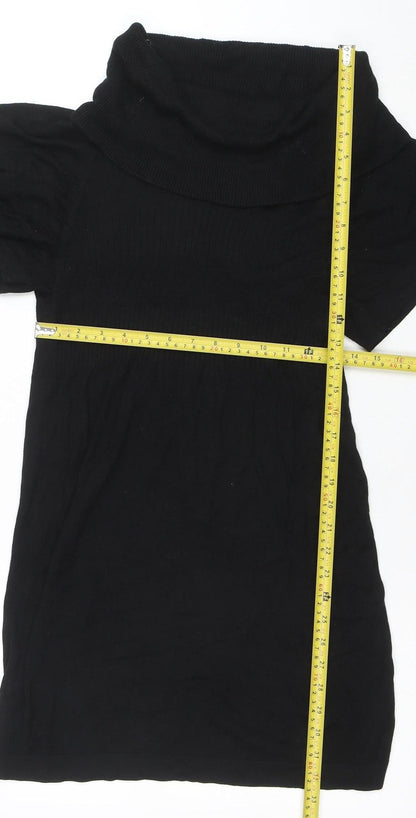 Vero Moda Women Black XS Roll Neck Short Sleeve Sweater Dress