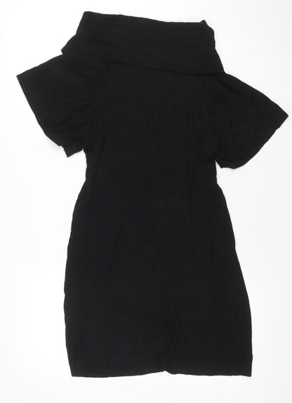 Vero Moda Women Black XS Roll Neck Short Sleeve Sweater Dress