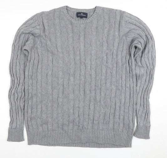 Blue Harbour Men's Grey Cotton Cable-Knit Jumper M