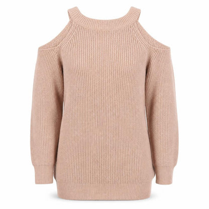 Boohoo Women’s Beige Cold Shoulder Knit Jumper Size S