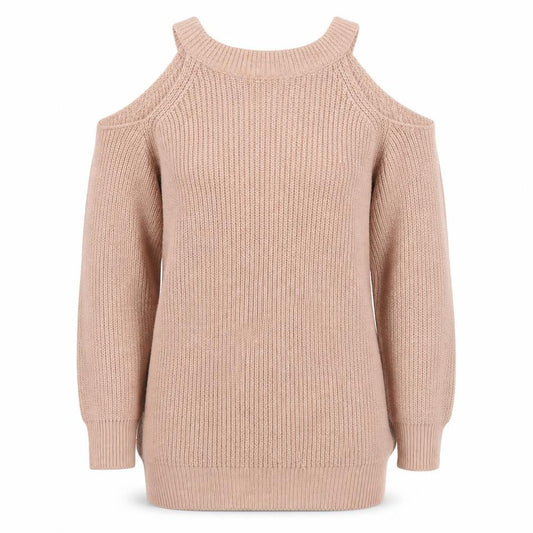 Boohoo Women’s Beige Cold Shoulder Knit Jumper Size S