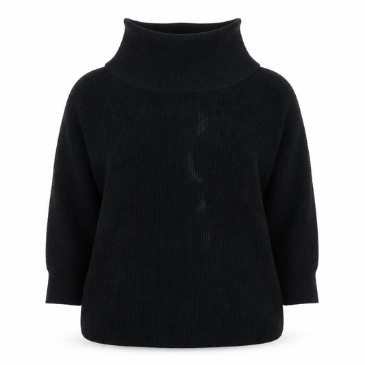 Front view of Michael Kors Women's Black Cowl Neck Chunky Knit jumper XL