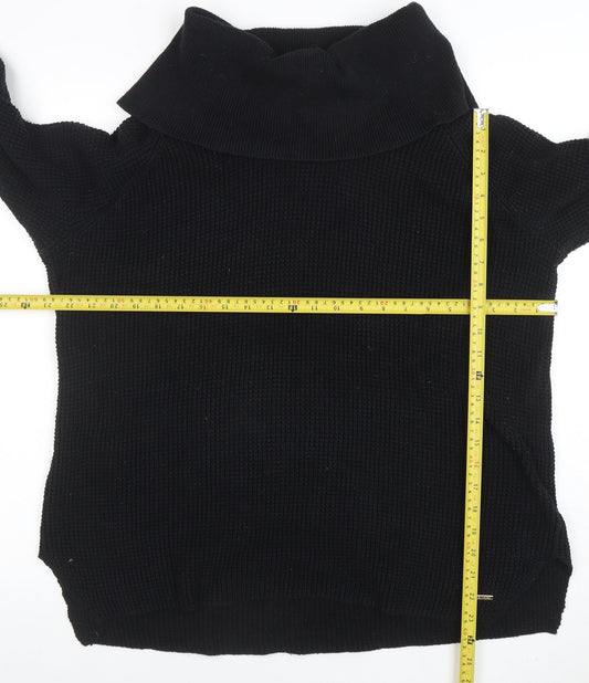 Michael Kors Women's Black Cowl Neck Chunky Knit Pullover Jumper XL