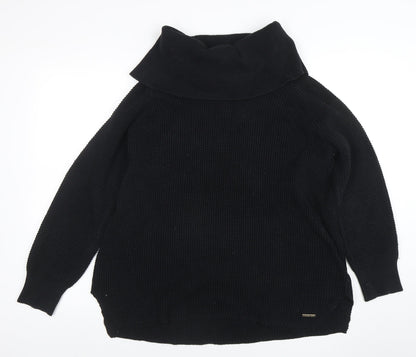 Michael Kors Women's Black Cowl Neck Chunky Knit Pullover Jumper XL