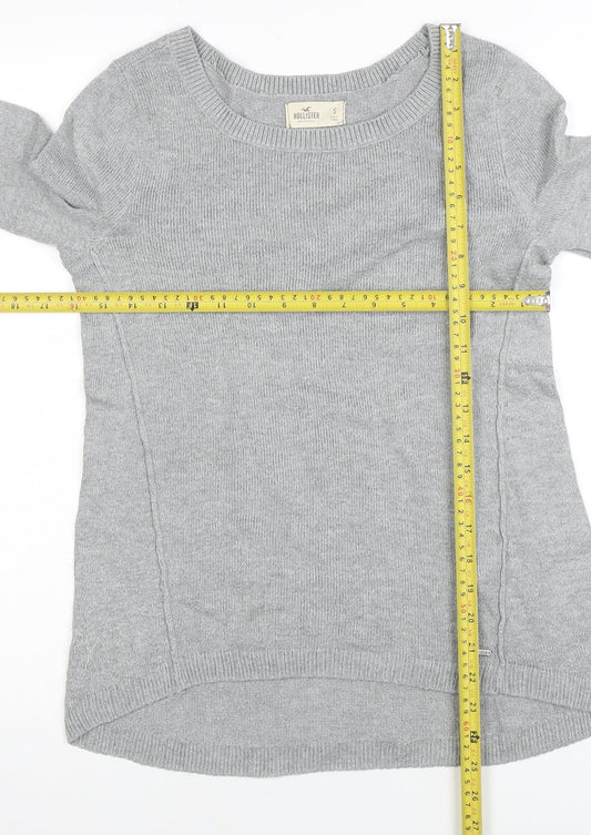 Hollister Womens Grey Crew Neck Cotton Blend Jumper Size S