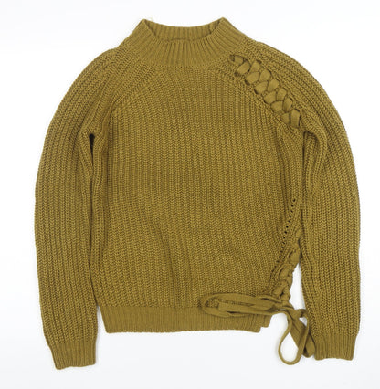 Vero Moda Women’s Green Chunky Knit High Neck Pullover Jumper M