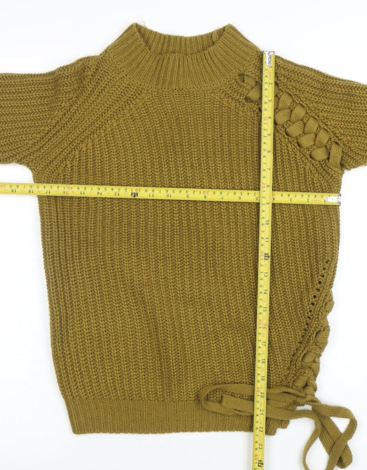 Vero Moda Women’s Green Chunky Knit High Neck Pullover Jumper M