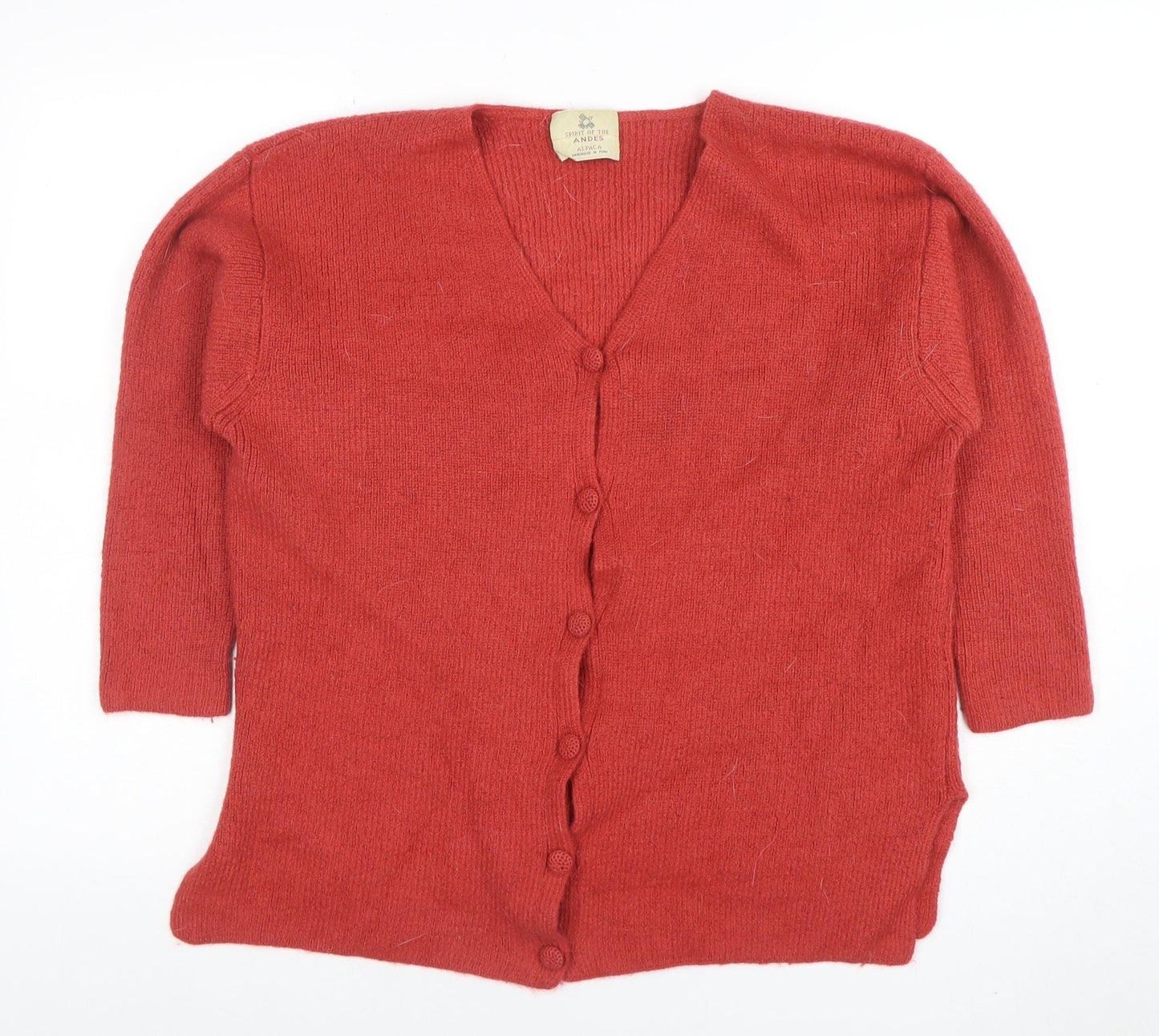 Womens UK Size S Spirit of the Andes Red Cardigan Jumper