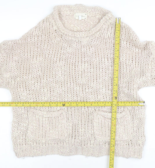 New Look Women's Beige Chunky Knit Crew Neck Jumper Size M