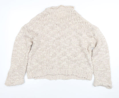 New Look Women's Beige Chunky Knit Crew Neck Jumper Size M