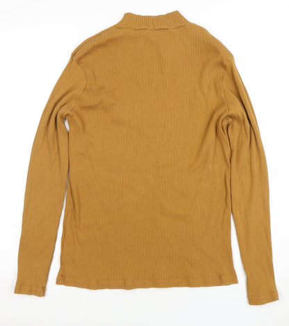 Uniqlo Women’s Brown Ribbed Mock Neck Long Sleeve Top XL