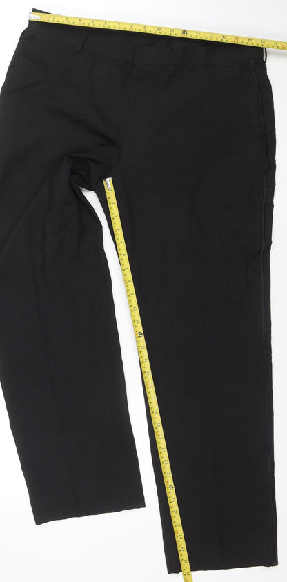 Marks and Spencer Men's Black 38x31 Regular Fit Dress Trousers