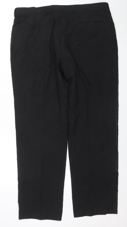 Marks and Spencer Men's Black 38x31 Regular Fit Dress Trousers
