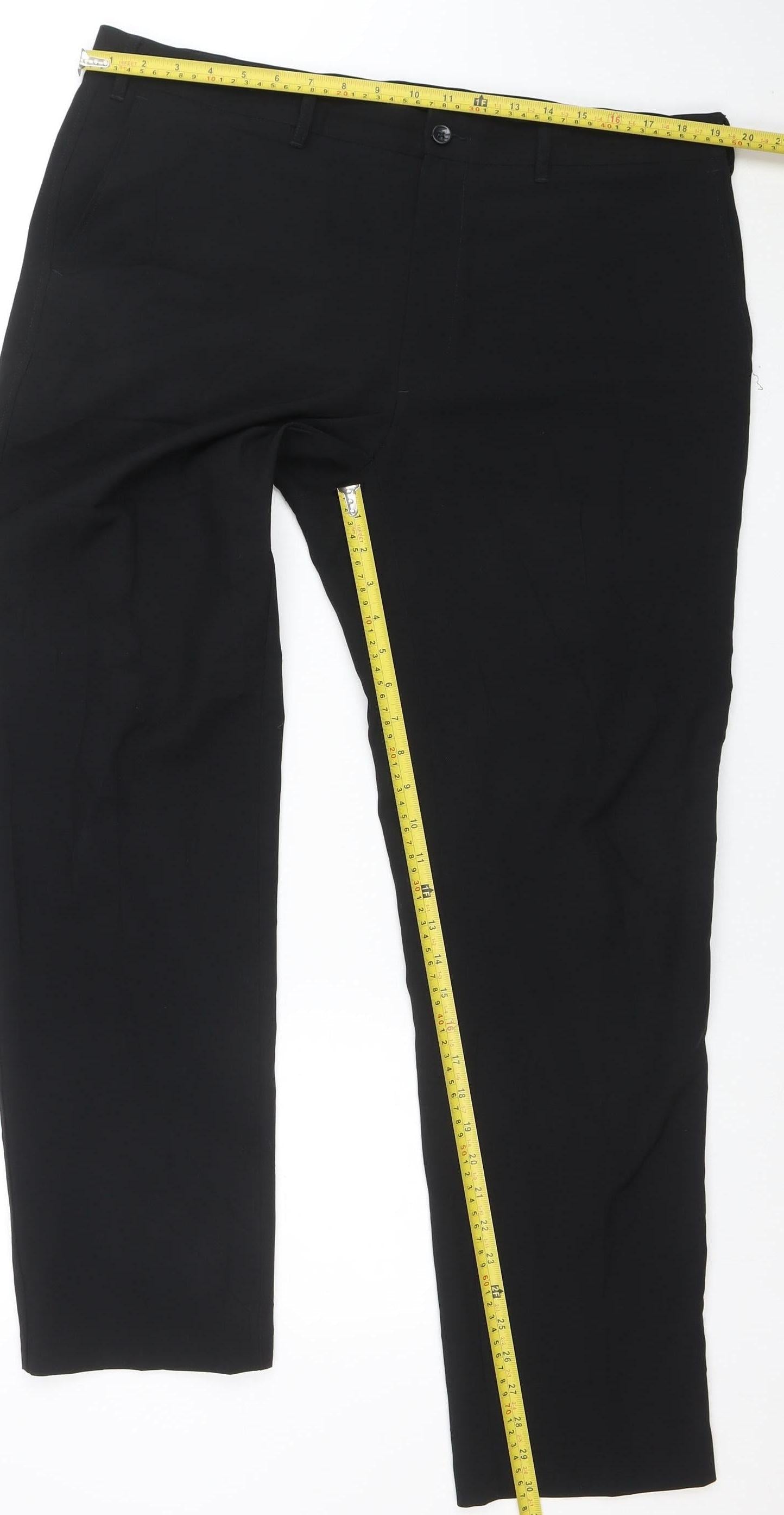 Mens UK Size 38 Marks and Spencer Slim Fit Dress Pants Black Trousers