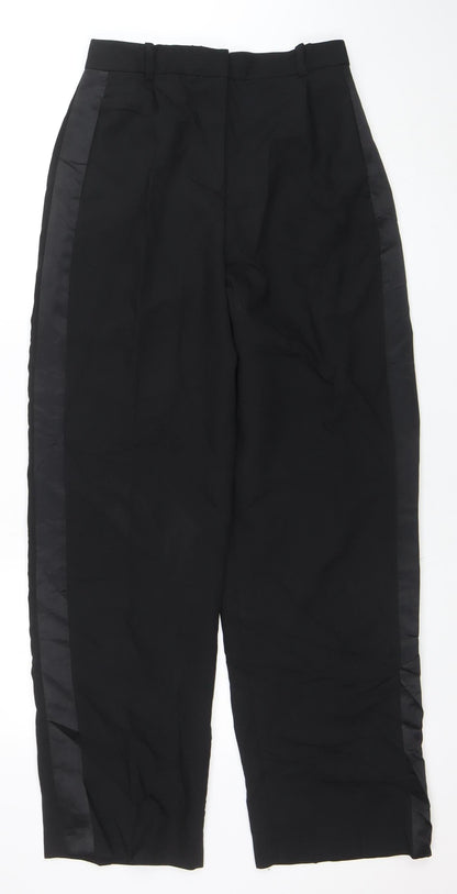 Zara Women's Black Mid Rise Straight Leg Trousers Size M