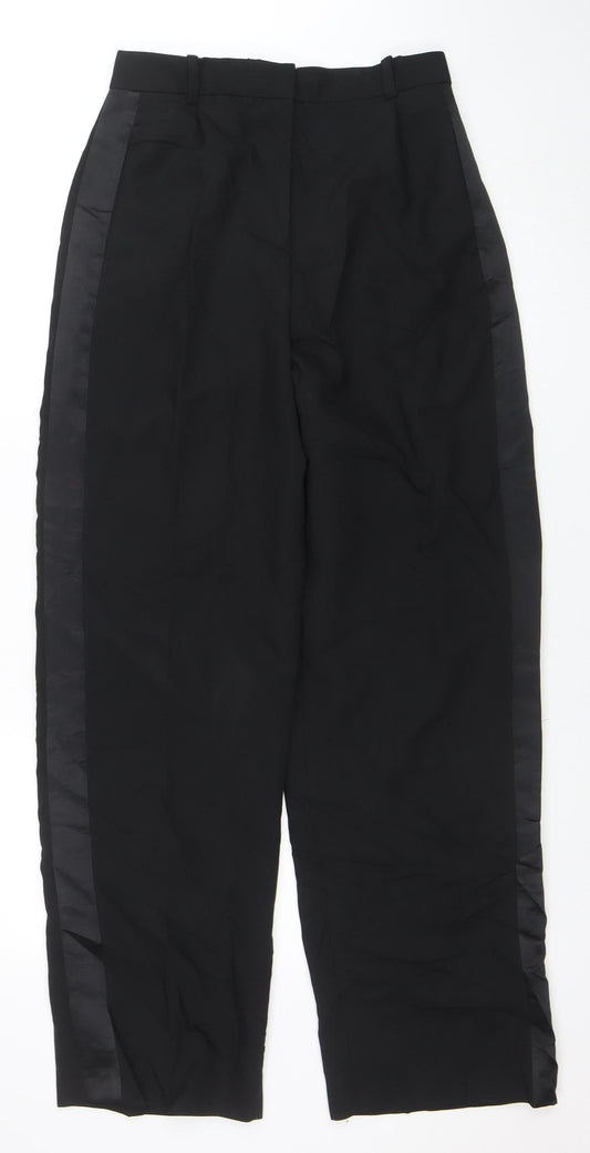 Zara Women's Black Mid Rise Straight Leg Trousers Size M