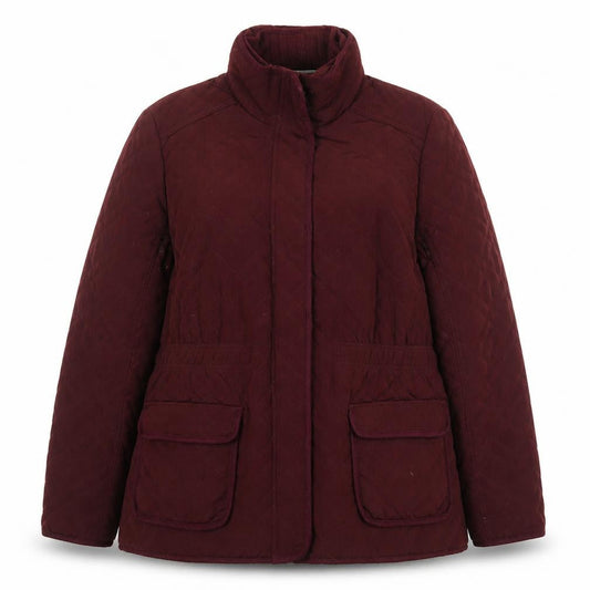 Monsoon Womens Red Quilted Jacket Size 18 Lined Full Zip Winter Coat