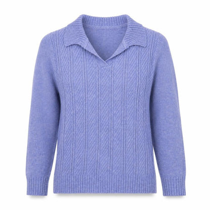 ISLE Womens Purple Collared Cable Knit Jumper Size S