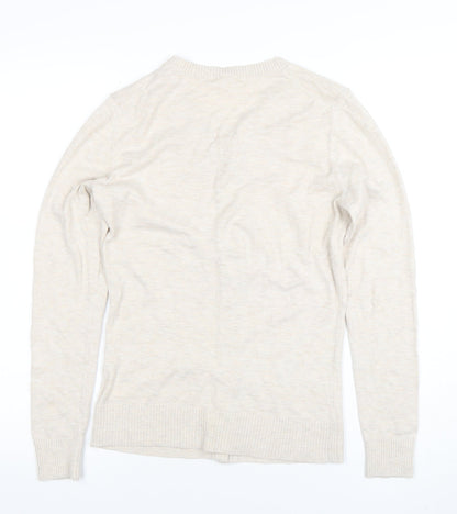 GAP Women Beige Cotton Blend Crew Neck Cardigan Size S