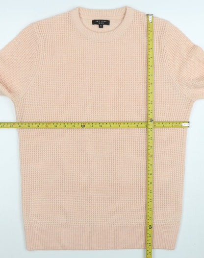 New Look Men Beige Waffle-Knit Crew Neck Jumper Size M