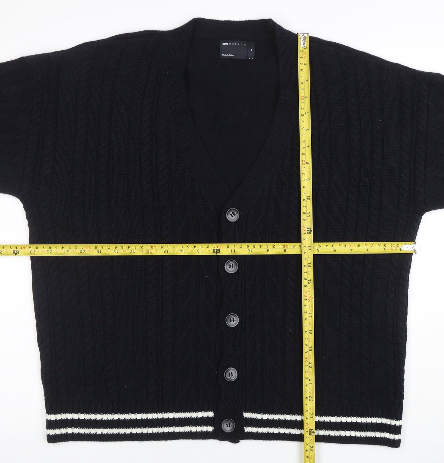 Mens UK Size M ASOS DESIGN Black Cardigan Jumper