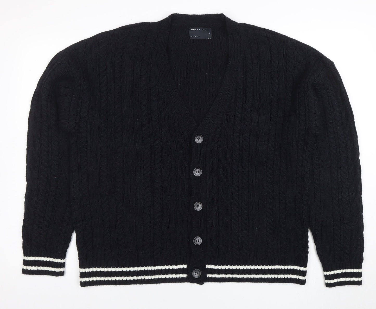 Mens UK Size M ASOS DESIGN Black Cardigan Jumper