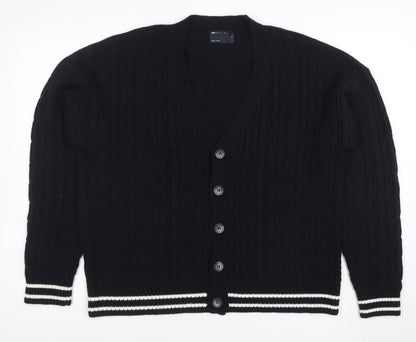 Mens UK Size M ASOS DESIGN Black Cardigan Jumper