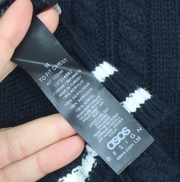 Mens UK Size M ASOS DESIGN Black Cardigan Jumper