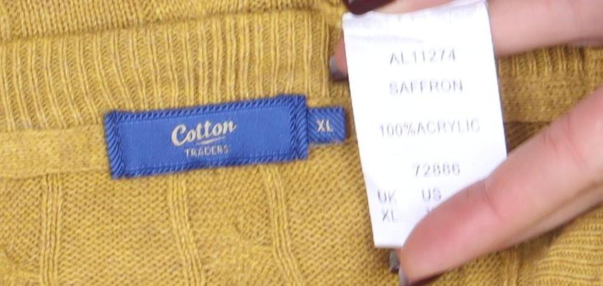 Mens UK Size XL Colton Traders Yellow Pullover Jumper