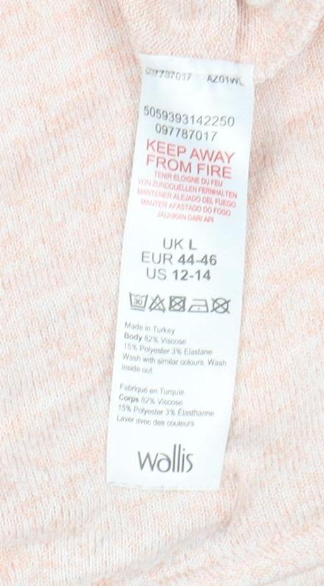 Womens UK Size L Wallis Pink Pullover Jumper