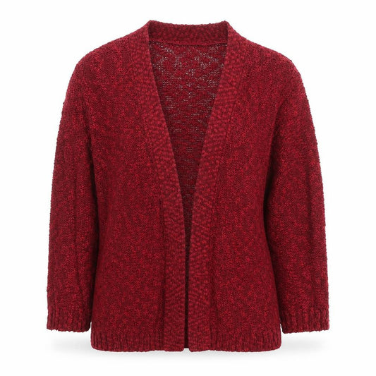 Alex & Co Women Red Knit Open Cardigan UK 12 V-Neck Cotton Blend