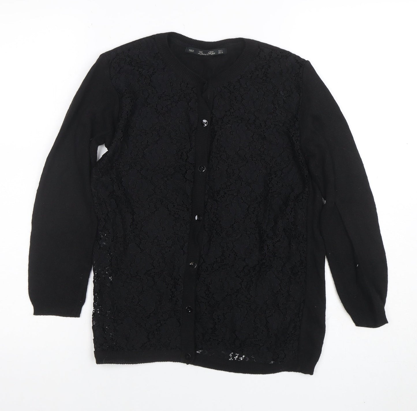 Womens UK Size L Zara Black Cardigan Jumper