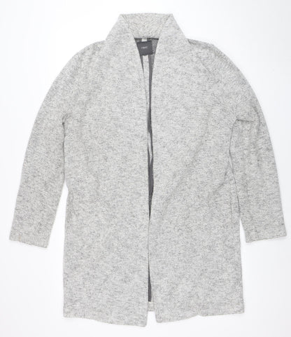 Next Women's Grey Knit Long Coatigan Size 14 Open Front