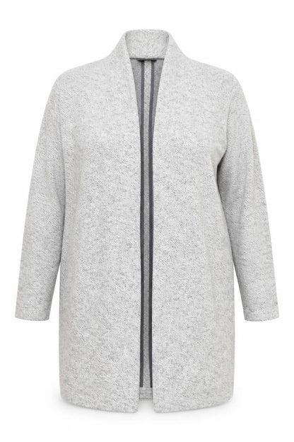 Next Women's Grey Knit Long Coatigan Size 14 Open Front