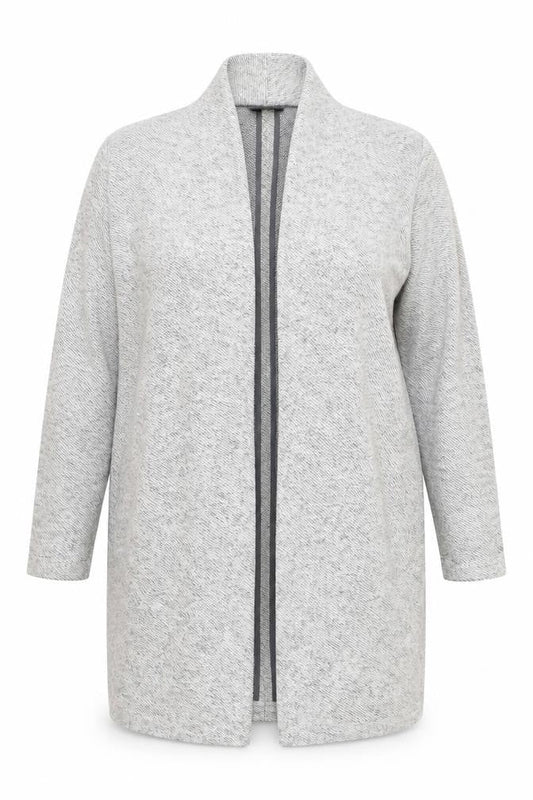 Next Women's Grey Knit Long Coatigan Size 14 Open Front
