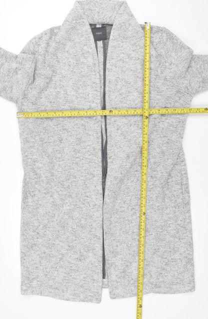 Next Women's Grey Knit Long Coatigan Size 14 Open Front
