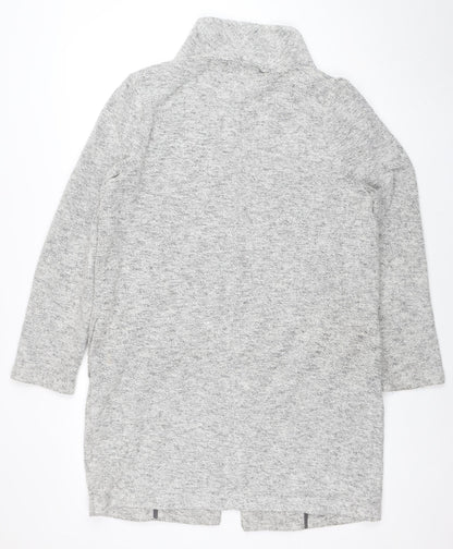 Next Women's Grey Knit Long Coatigan Size 14 Open Front