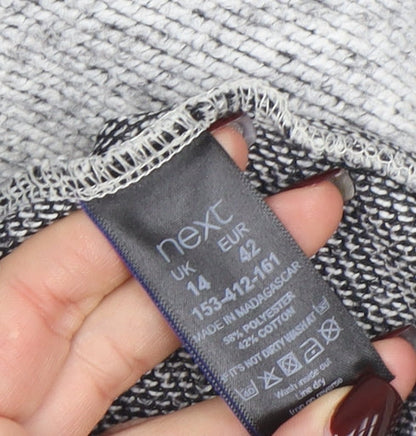 Next Women's Grey Knit Long Coatigan Size 14 Open Front