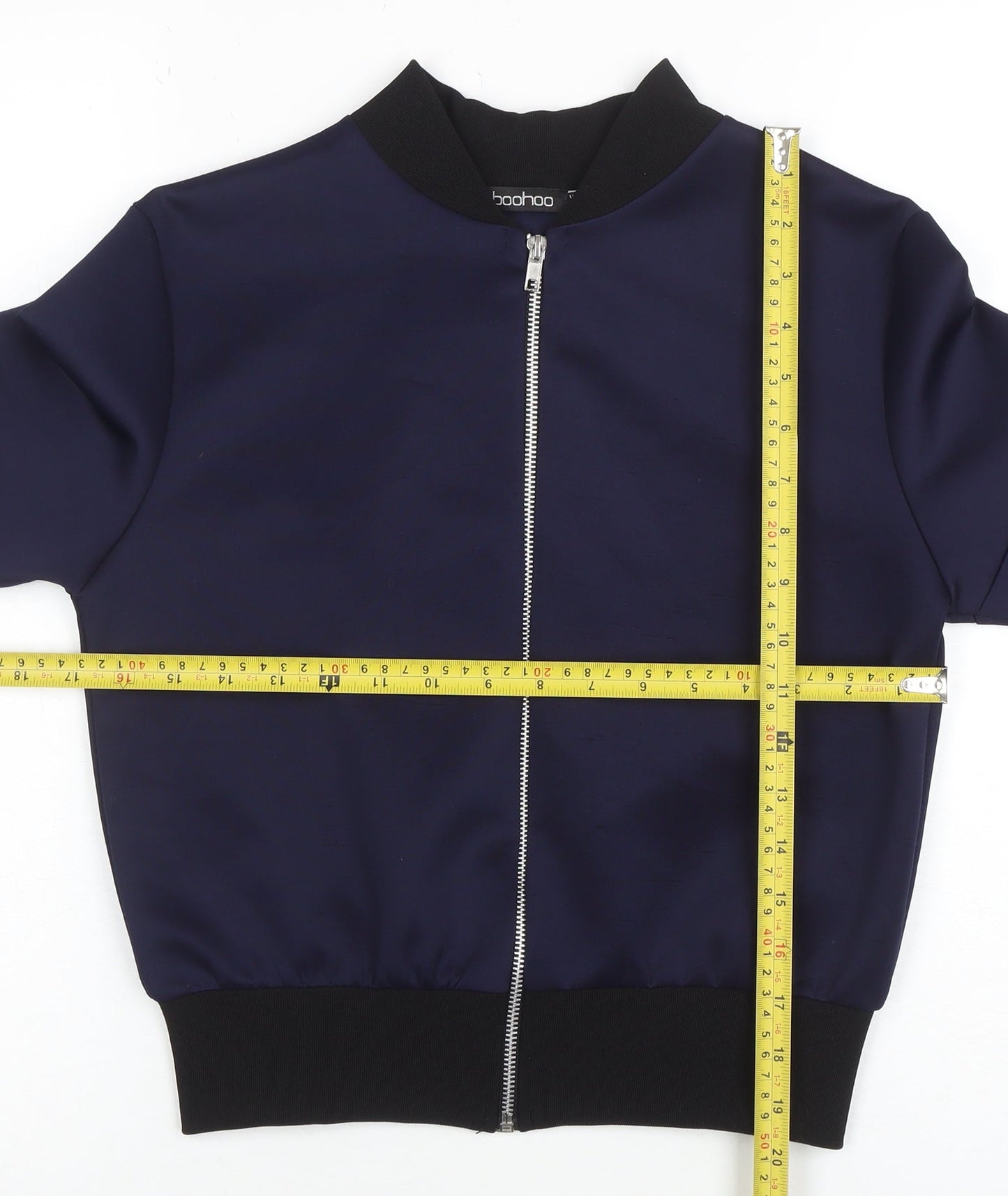 Womens UK Size 6 Boohoo Blue Bomber Jacket