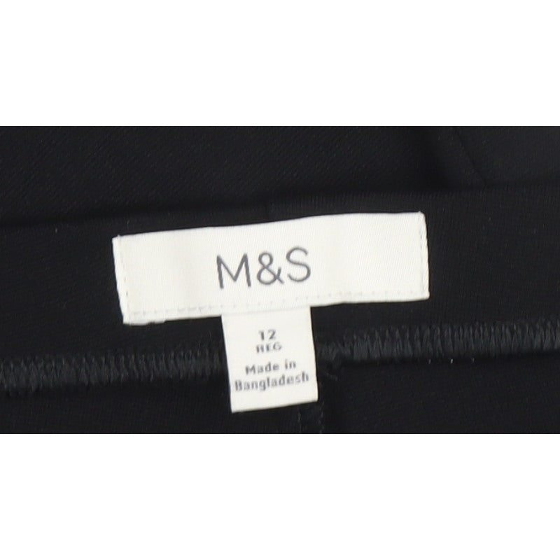 Marks and Spencer Women's Black Size 12 Regular Straight Trousers