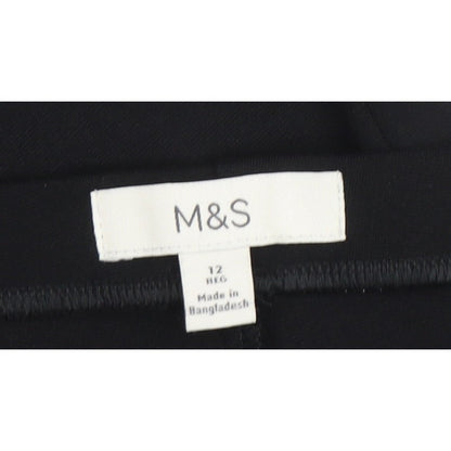 Marks and Spencer Women's Black Size 12 Regular Straight Trousers