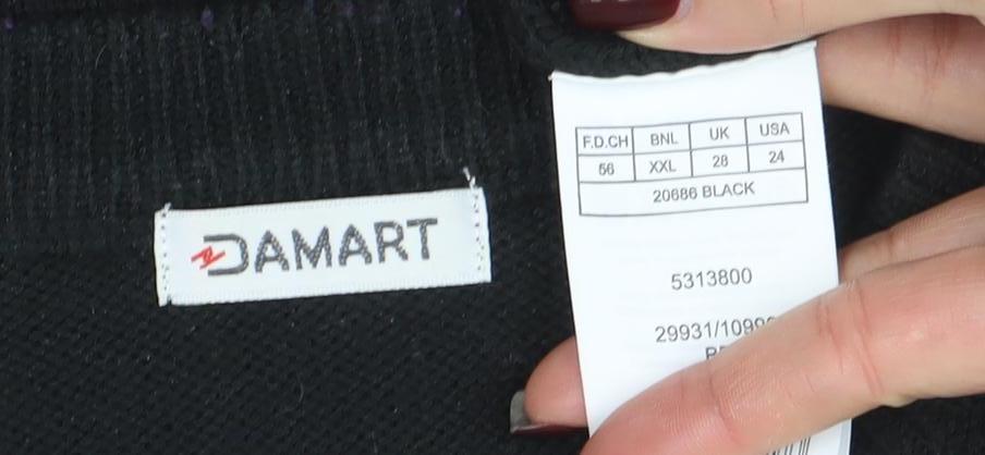 Mens UK Size 2XL Damart Black Pullover Jumper