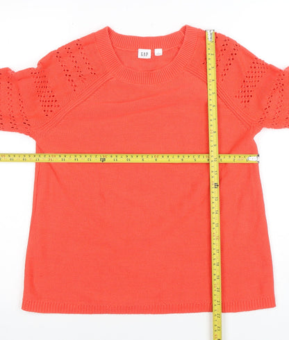 GAP Women's Coral Cotton Crew Neck Jumper Size S Long Sleeve