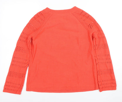 GAP Women's Coral Cotton Crew Neck Jumper Size S Long Sleeve