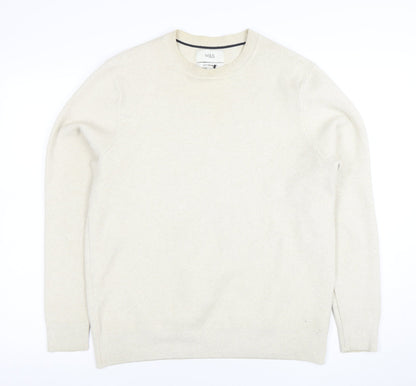 Marks and Spencer Men's Beige Cotton Blend Crew Neck Jumper M