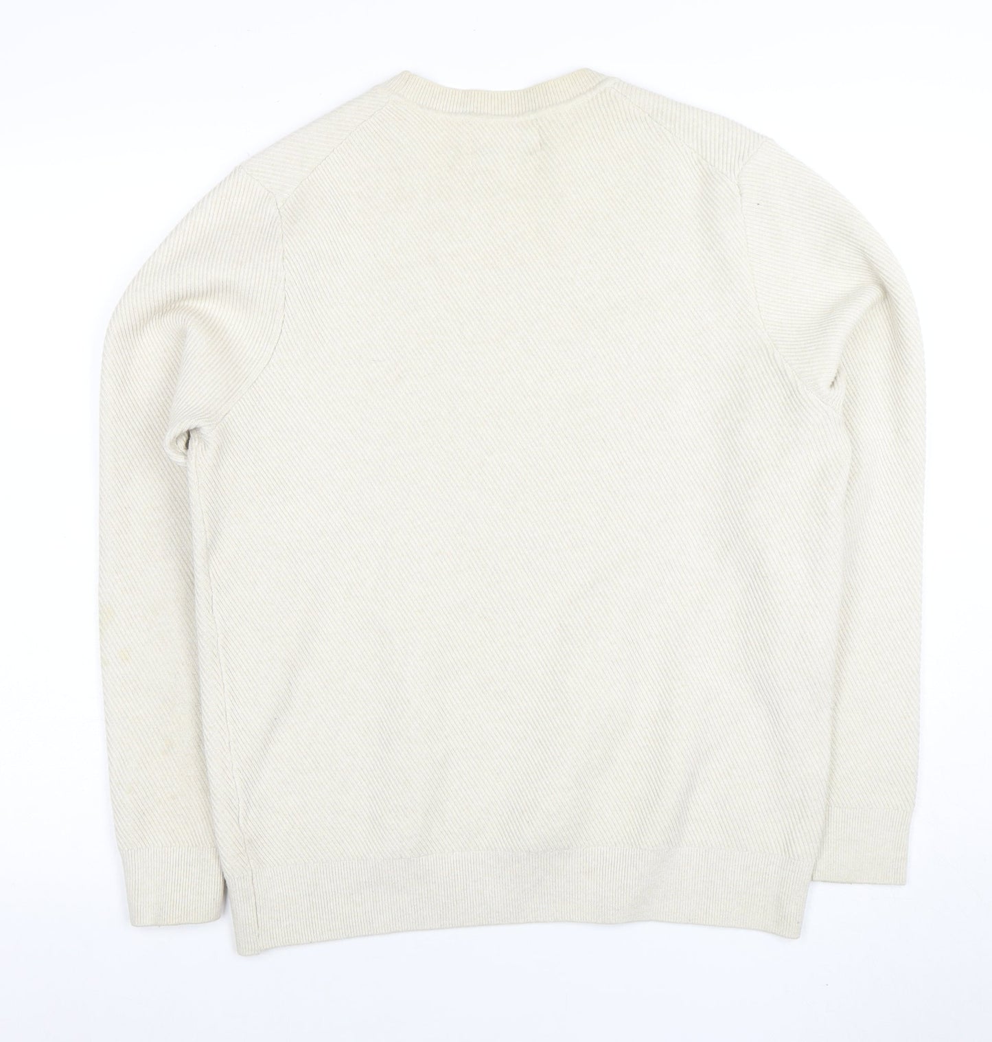 Marks and Spencer Men's Beige Cotton Blend Crew Neck Jumper M