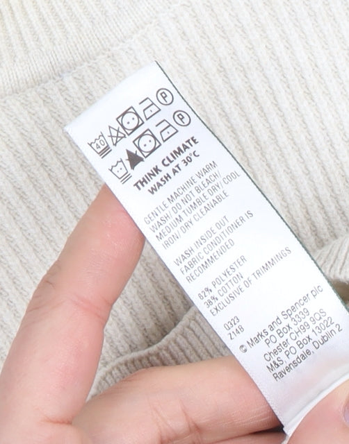Marks and Spencer Men's Beige Cotton Blend Crew Neck Jumper M